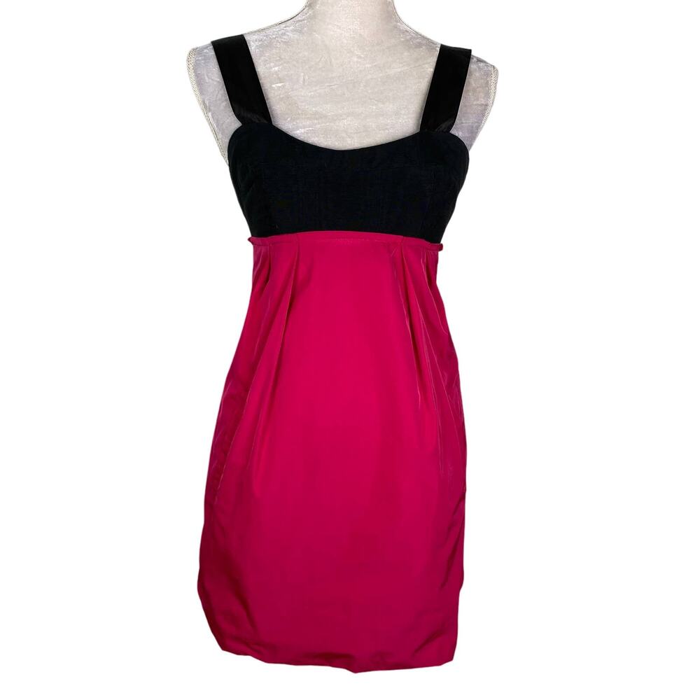 Yigal Azrouel NY Dress 6 Black Fuchsia Pockets Sleeveless Open Back